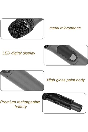 Coverzone Kablosuz Karaoke Çift Mikrofon6.35mm Sahne Parti Aktivite Amfi Hoparlör Wn04 Bluetoothsuz