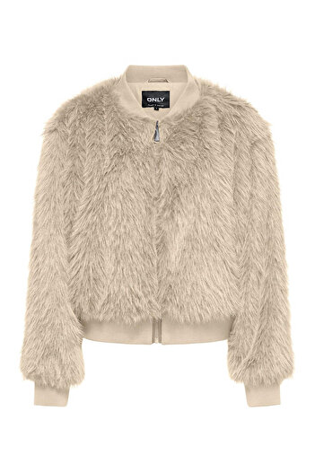 ONLY Onlmanny Faux Fur Bomber Beige Women's Coat 15322405