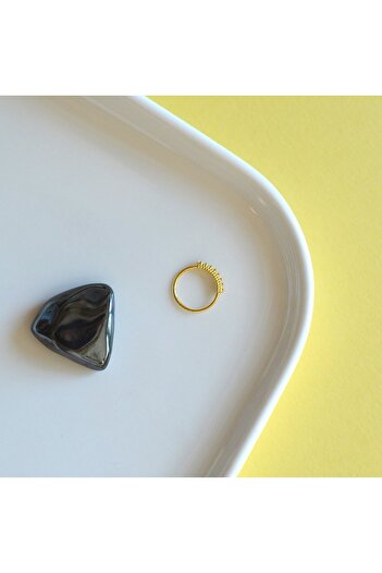 Heppii 925 Ayar Gümüş Halka Taşlı Hızma Burun Piercing 9 mm Gold Renkli