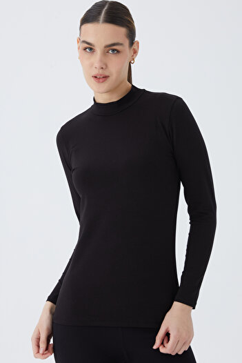 Almila Turtleneck Long Sleeve Women's Body T-Shirt 2047-Cotton Lycra Stand Collar Bodysuit