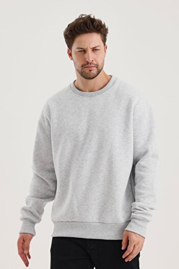 COMBİNE MİCHAİL Ανδρικό φούτερ Grimelange Cotton Crew Neck Oversize Raised Basic