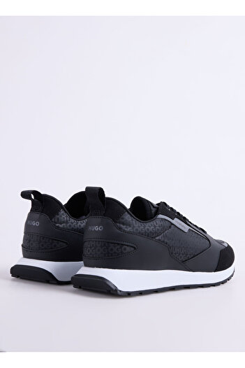 HUGO Erkek Rahat Yüksek Taban Monogram Marka Logolu Deri Siyah Sneaker 50536205-001