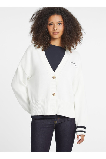 Guess Τζιν Λευκή Γυναικεία Ζακέτα GJ LS VN J EMB - ORGANIC COTT