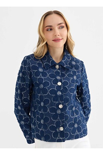 Selen Standart İndigo Kadın Ceket 25YSL1488