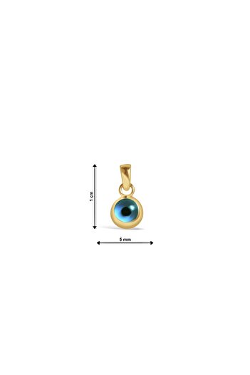 Diamond Line-Gülaylar 14 Ayar Sarı Altın Nazar Boncuklu Kolye Ucu