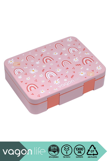Vagonlife Bento 1300ml Lunchbox New Collection Single Layer 4 Compartments Abs Plastic Children's Lunch Box Food Container