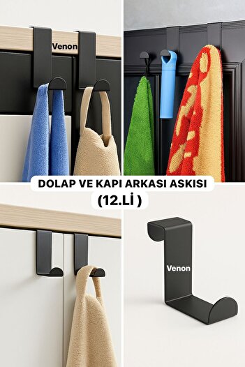 VENON 12 Pieces Black Kitchen Cabinet Hanger American Door Back Hanger Metal Hanger Organizer