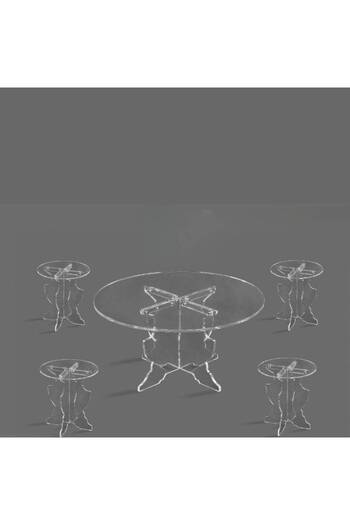 Al Saada Home Set of Modern Round Coffee Tables - 5 Pieces, Acrylic Surface