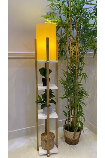 Turkish Home Floor lamp with shelves - brown and white