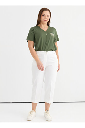 Selen Normal Bel Normal Ekru Kadın Pantolon 25YSL5362-BB