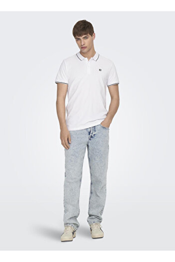 Only & Sons Men's White Onsfletcher Life Slim Ss Polo Noos Polo T-Shirt 22024827-Brightwhi