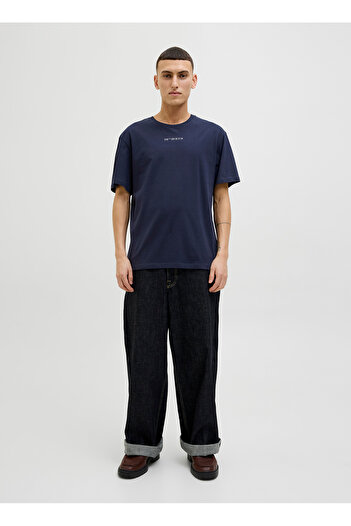 Jack & Jones Ανδρικό μπλουζάκι με λαιμόκοψη Navy Blue 12271257_JJJAYCE TEE SS CREW NECK