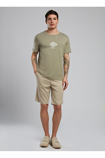 Lee Cooper Round Neck Khaki Men's T-Shirt 252 Lcm 242022 Lev Khaki