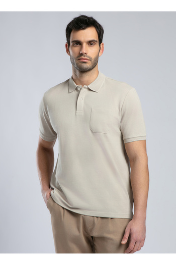 Lee Cooper Μπεζ ανδρικό μπλουζάκι πόλο 252 LCM 242014 ROLAN BEIGE