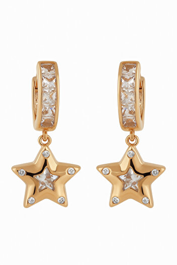Owentis Steel Rose Gold Stone Archie Star Earrings - Does Not Tarnish -