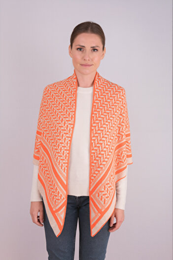Sebir Moda Patterned Knitwear Triangle Shawl