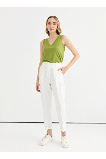 Selen Normal Bel Standart Ekru Kadın Pantolon 25YSL5350