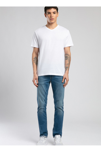 Lee Cooper Ανδρικό μπλουζάκι με λαιμόκοψη σε σχήμα V 252 LCM 242004 JONAT WHITE