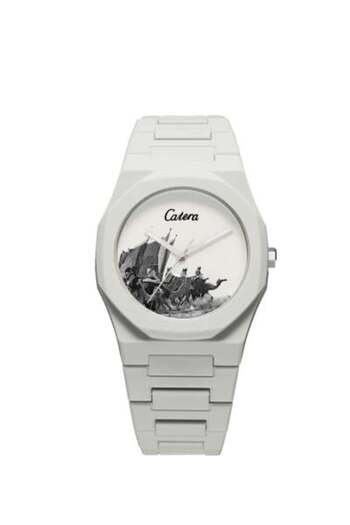catera Men's white carbon fiber watch