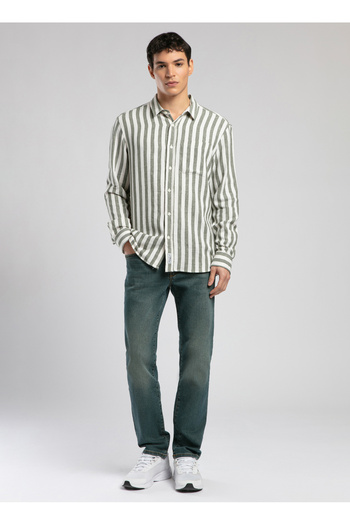 Lee Cooper Men's U.Sleeve Woven T-Shirts Ecru-Emerald