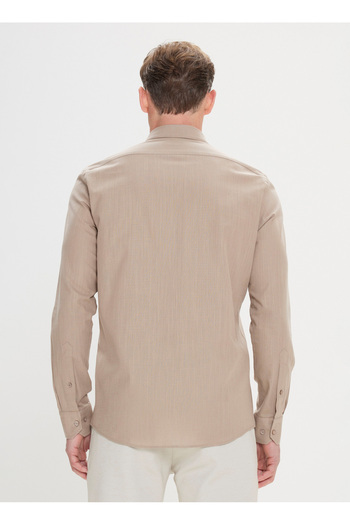 ALTINYILDIZ CLASSICS Altınyıldız Classics Slim Fit Düğmeli Yaka Vizon Erkek Gömlek 4A2021200056