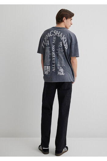 Mavi Tupac Printed Anthracite T-Shirt Oversize / Wide Cut 0612294 -900