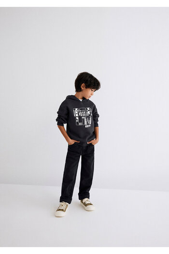 Mavi Berlin Printed Hooded Anthracite Sweatshirt 6S10071-70087