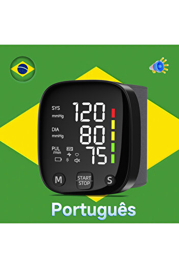 Choice Portuguese version Yongrow New LED Wrist Blood Pressure Monitor Rechargeable English/Russian Voice B