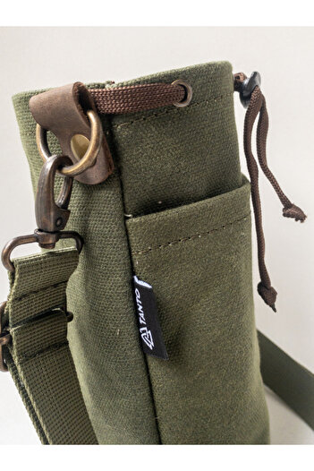 Tantobushcraft Kanvas Termos-Matara Taşıma Kılıfı S – 0.5l Uyumlu, Mumlu Kumaş, Büzgülü, Ayarlanabilir Askılı