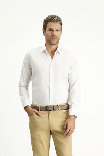 Kiğılı Μακρυμάνικο Slim Fit Slim Fit Βαμβακερό πουκάμισο χωρίς σίδερο