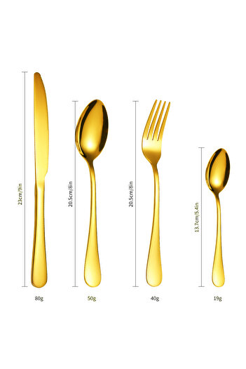 Trendy's 24-piece stainless steel cutlery set, for 6 people, with stainless steel stand, TRENDY'S, gold