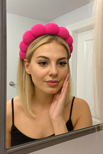TAKIŞTIR Fuchsia Color Spa Hair Band Towel Crown