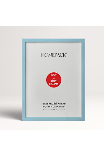 HOMEPACK 25X30 cm Light Blue Wooden Framed Poster Frame, Blank Frame, Light-Blue-Frame-25X30