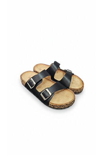 Generic Black Double Buckle Women’s Slippers