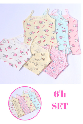 DK İÇ GİYİM Set of 6 Girls' Rope Straps with Pattern