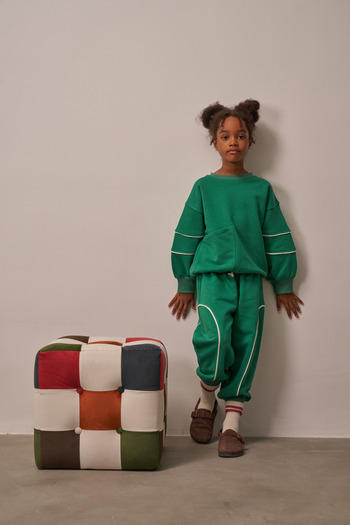 Oh La La Koala For Little Ones Green Asymmetrical Pocket Detailed Oversize Children's Top and Bottom Set