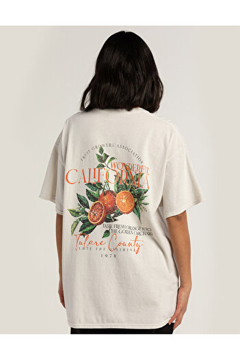 Flaubert - Wonderful California Printed Cotton Oversize T-Shirt Large Size