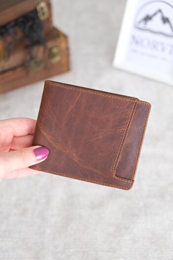 Norvi Leather Genuine Leather Wallet Card Holder Tan 1161