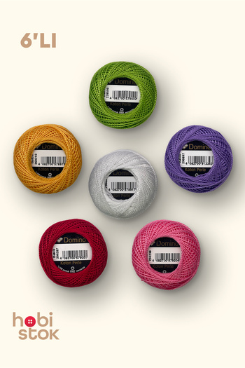 domino Set of 6 - Koton Perle Number 8 No 8 Embroidery Floss Set - Mixed Color - Color Can Be Specified