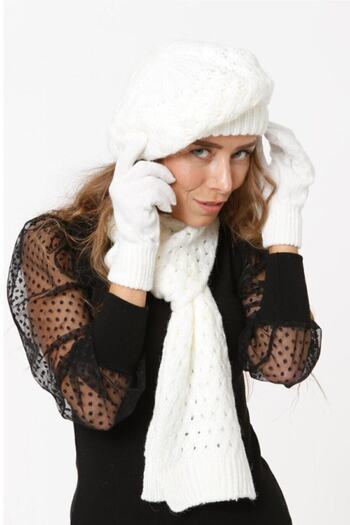 EKstore Fehér sálsapkás kesztyűkészlet - 3 db-os készlet