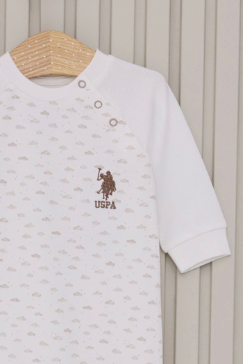 U.S. Polo Assn. Baby Boy Cream Jumpsuit - with Booties