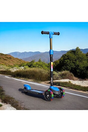 SWİNG SCOOTER 3-Wheeled Led Lighted 3-Stage Children's Scooter with 40 Kilogram Capacity for 3-6 Years Old