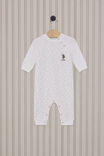 U.S. Polo Assn. Baby Boy Cream Jumpsuit - with Booties