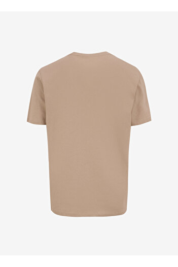 Jeep Bisiklet Yaka Baskılı Bej Erkek T-Shirt C4SM-TST4511