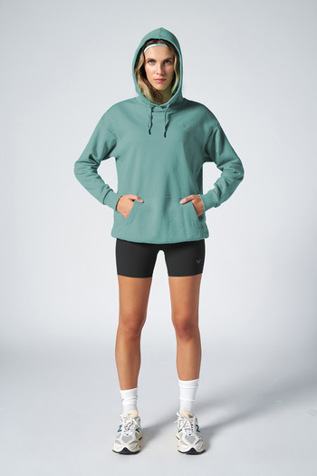 bilcee Women's Blue Hooded Kangaroo Pocket Cotton Sports Plain Sweatshirt 8785