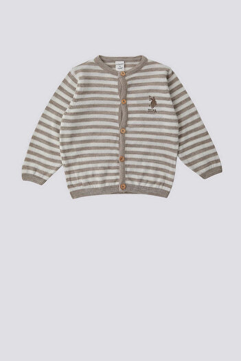 U.S. Polo Assn. U.S. Polo Assn Beige Buttoned Baby Baby Cardigan