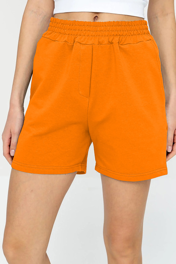 bilcee Quicktime Women's Orange High Waist Cotton Pocketed Elastic Waistband Sports Shorts 7006