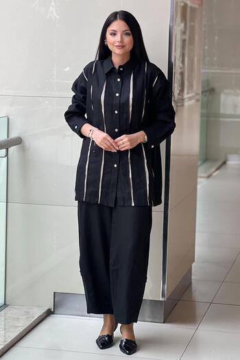 Ghisa Linen Suit with Shirt and Waterway Patterned Trousers