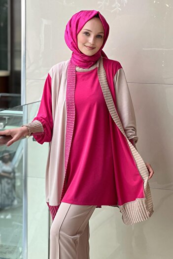 Ghisa Knitwear Rib Detail Inside and Outside Double Set
