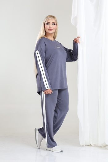 şuranur Long Sleeve Oshho Modal Fabric Printed Stripe Detailed M-6Xl